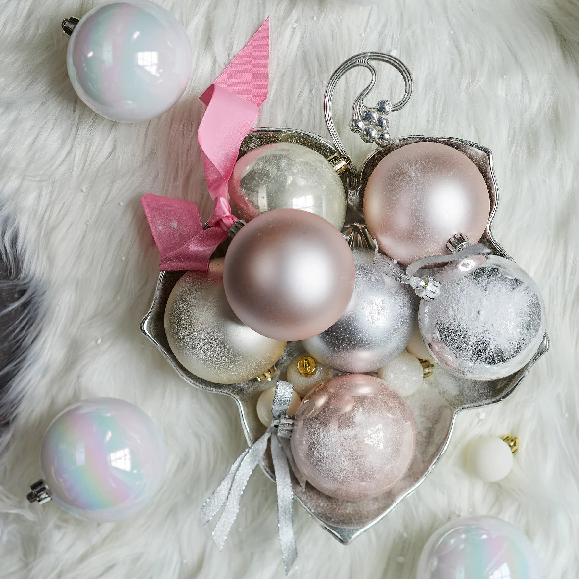 White Iridescent Shatterproof Shiny Baubles - Box of 12 - Image 2