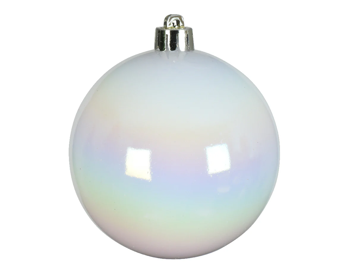 White Iridescent Shatterproof Shiny Baubles - Box of 12 - Image 3