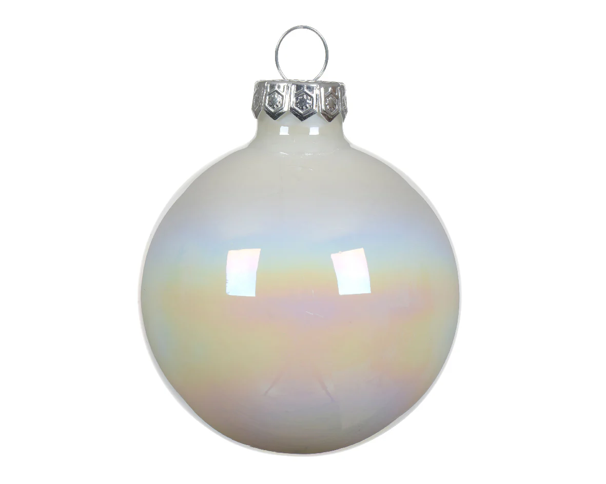 White Iridescent Shiny 6cm Glass Baubles - Tube of 10 - Image 2