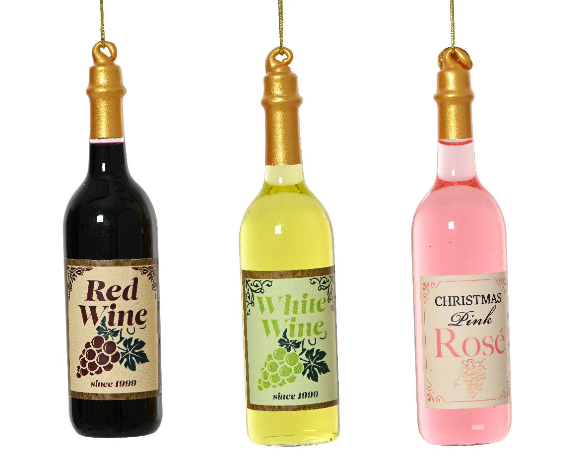 Wine Bottle with Liquid Inside Glass Christmas Bauble - 14.1cm