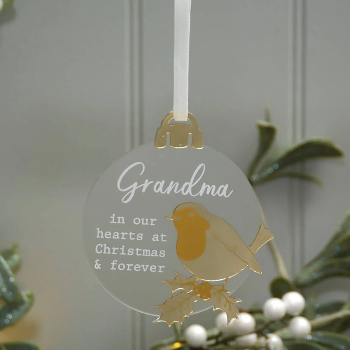 With Love At Christmas Acrylic Bauble Grandma Hanger With Gold Detail