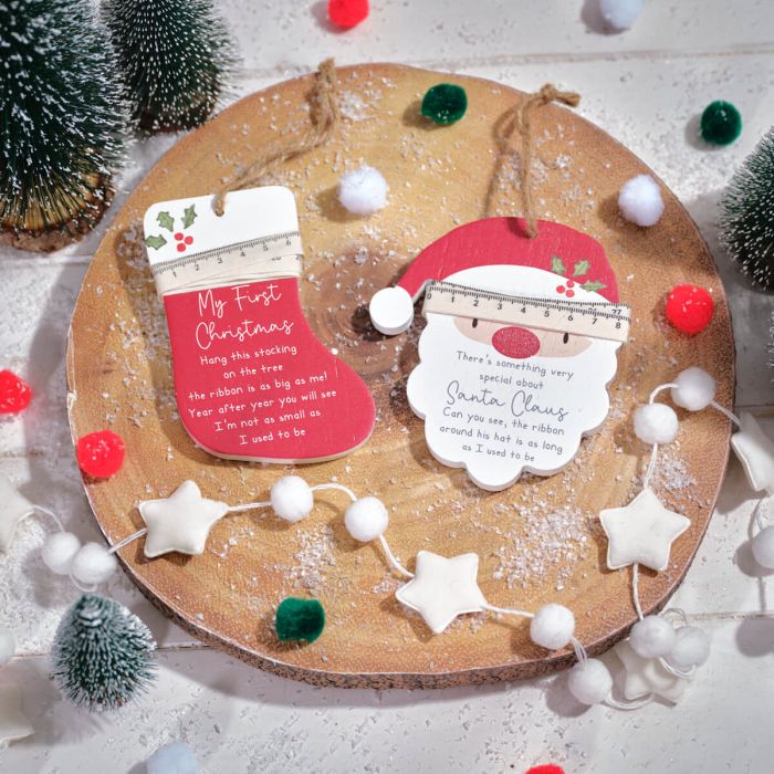 Christmas Measure Me Baby Keepsake Wooden Hanging Decoration - Image 2