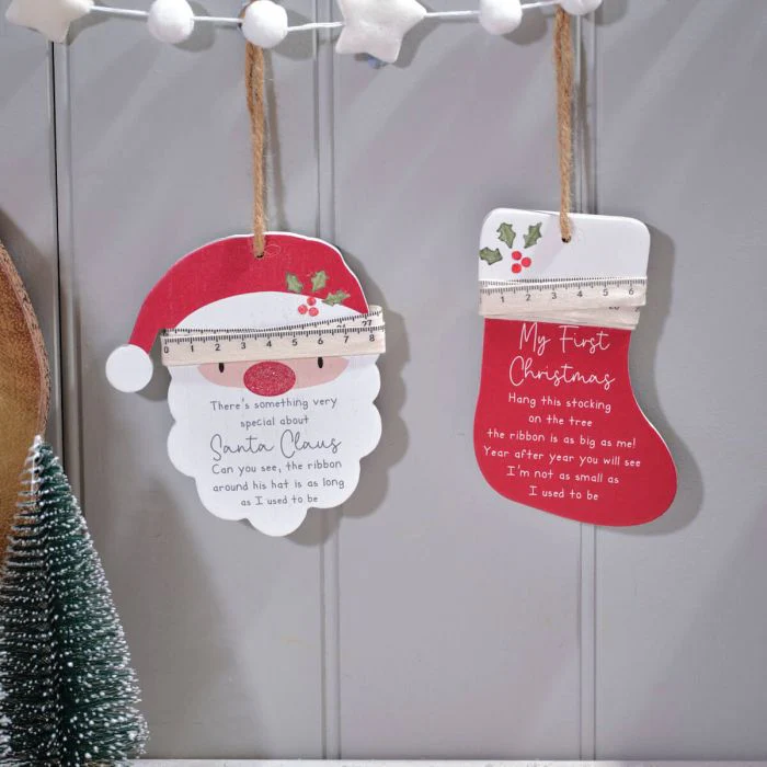 Christmas Measure Me Baby Keepsake Wooden Hanging Decoration - Image 3