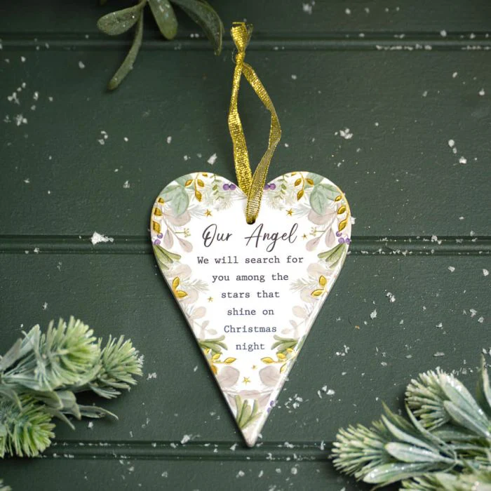 With Love At Christmas Our Angel Design With Gold Ceramic Heart Hanger