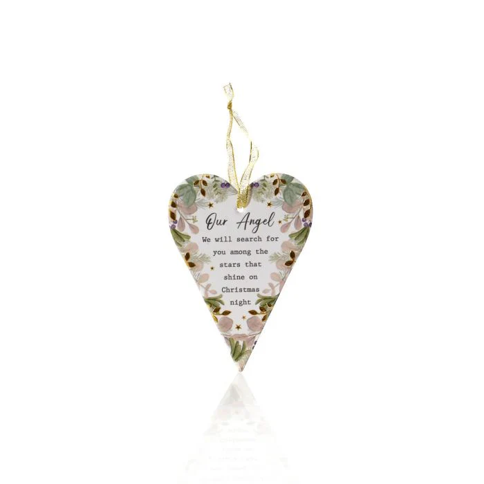 With Love At Christmas Our Angel Design With Gold Ceramic Heart Hanger - Image 2