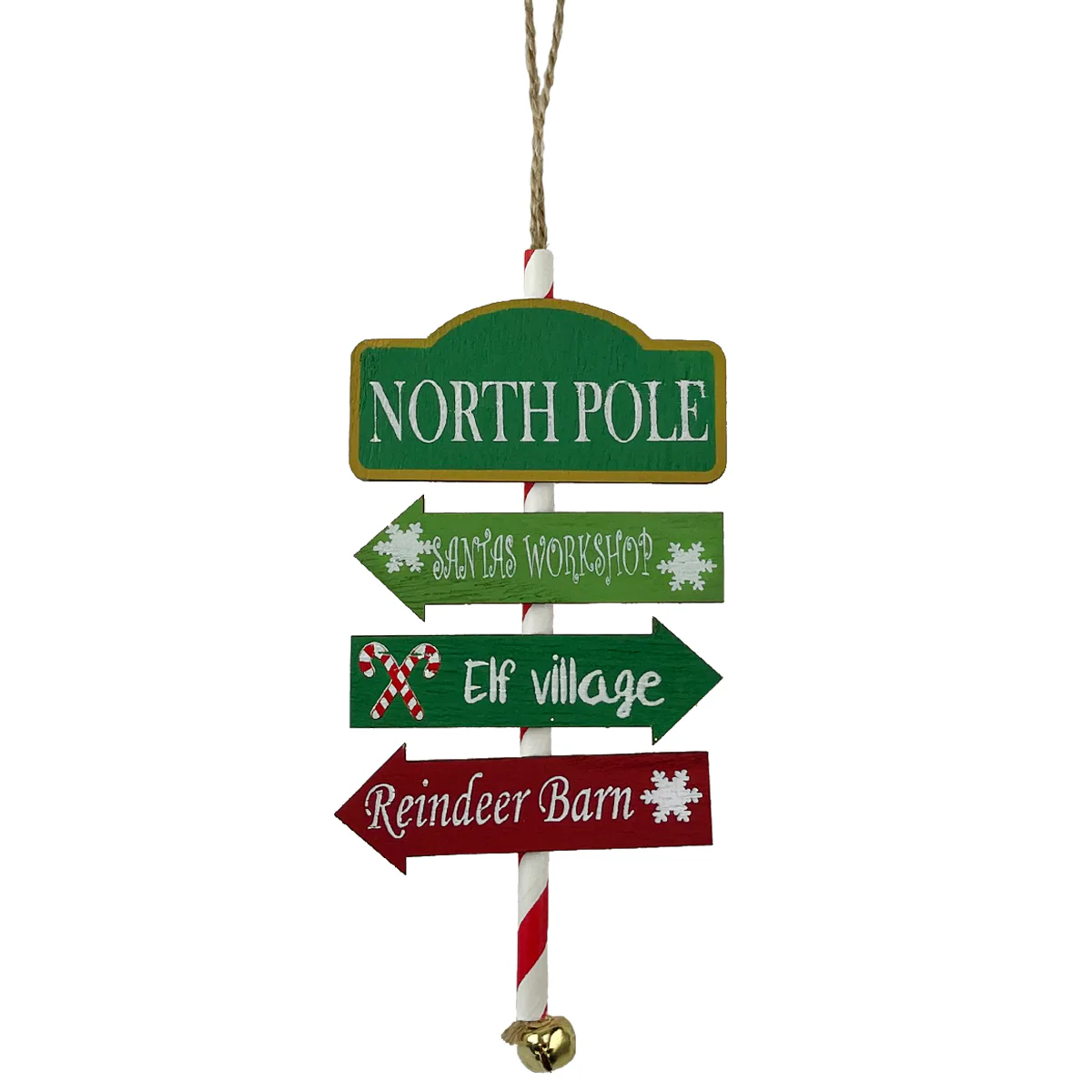Wooden Christmas Signpost Hanging Decoration - 16cm