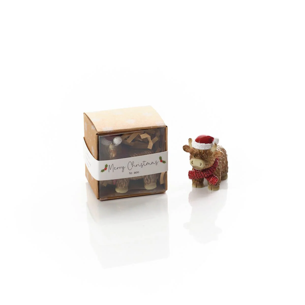 Christmas Tiny World Resin Highland Cow Keepsake Ornament With Box - Image 2